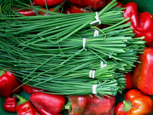 Chives and red peppers