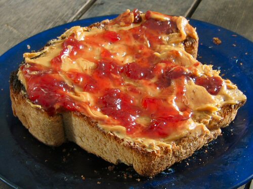Peanut butter and jam on local toast