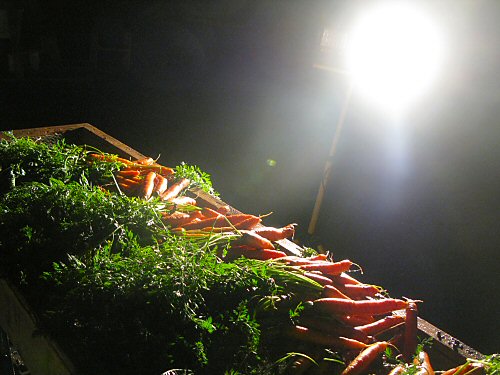 Rinsing carrots at night