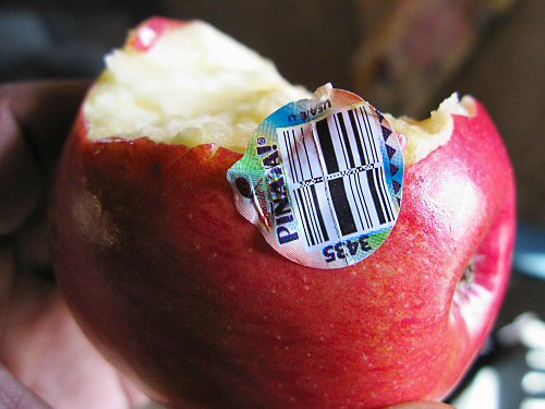 Barcoded apple