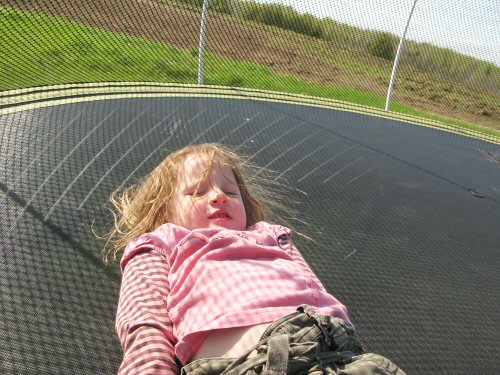 Laid back on the trampoline