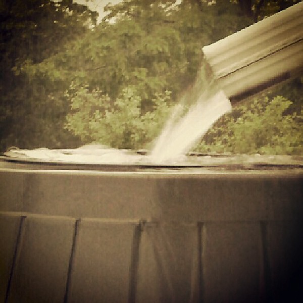Rain into rain barrel