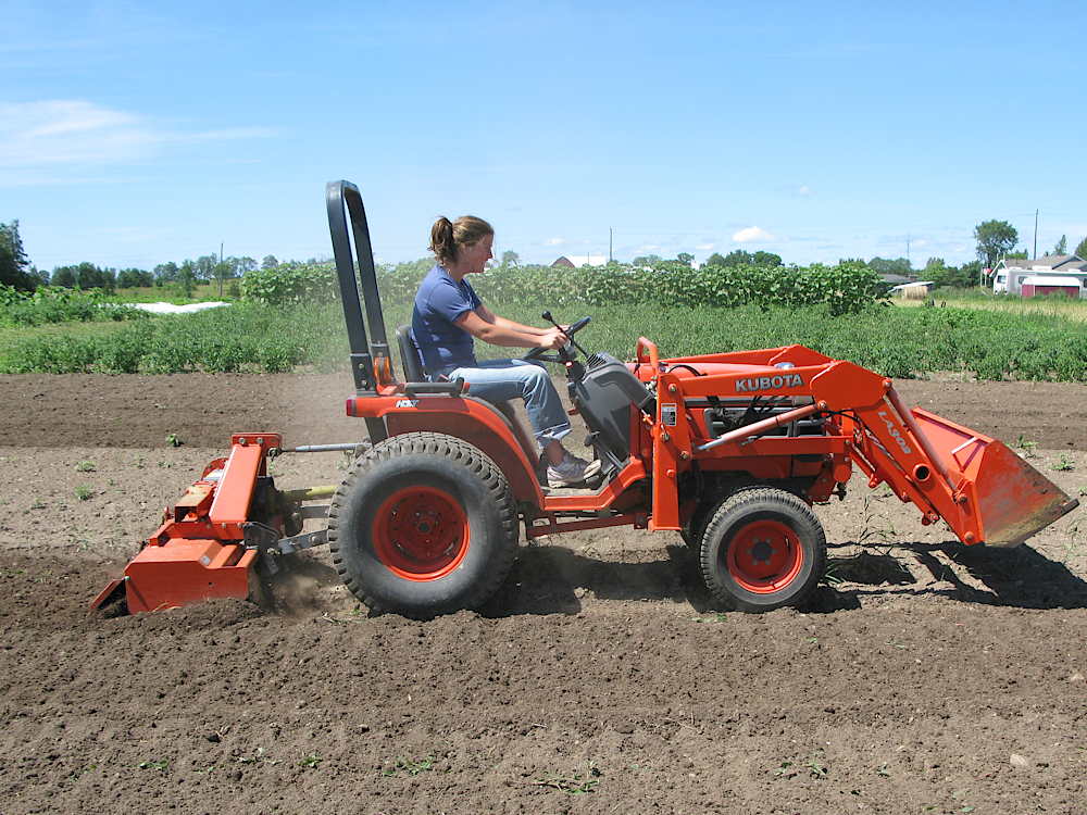Rototilling with the Kubota compact tractor
